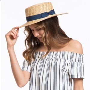 Straw Hat with Navy Ribbon - Marine Layer